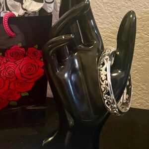 BRIGHTON Contempo Silver Plate Medium Hinged Bangle Bracelet